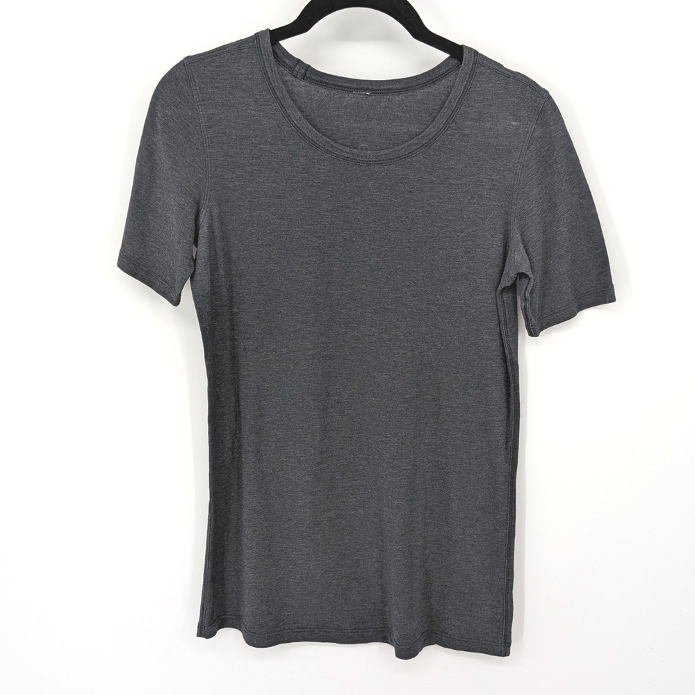 Lululemon Love Tee Women 4 Charcoal Grey Short Sleeve Scoop‎ Neck Activewear